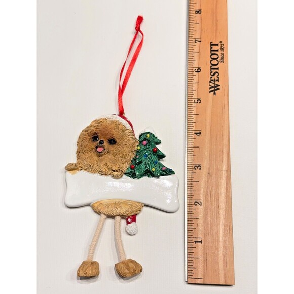 Pomeranian Personalized Dog Christmas Tree Ornament w/ Dangling Legs Write Name - Picture 2 of 3